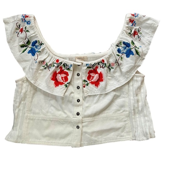 Pilcro white embroidered top size small - Picture 3 of 12